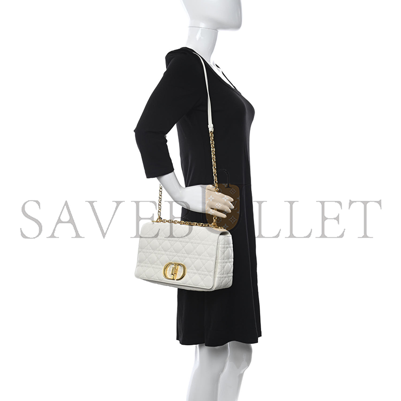 DIOR GRAINED CALFSKIN CANNAGE LARGE CARO BAG LATTE  (29*17*8.9cm)